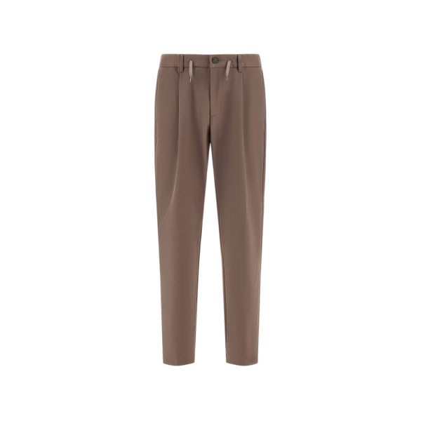 Herno Dark Taupe Trousers in Cotton-Effect Stretch Fabric | Men's Trousers | Coveti
