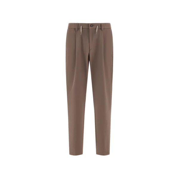 Herno Dark Taupe Trousers in Cotton-Effect Stretch Fabric | Men's Trousers | Coveti