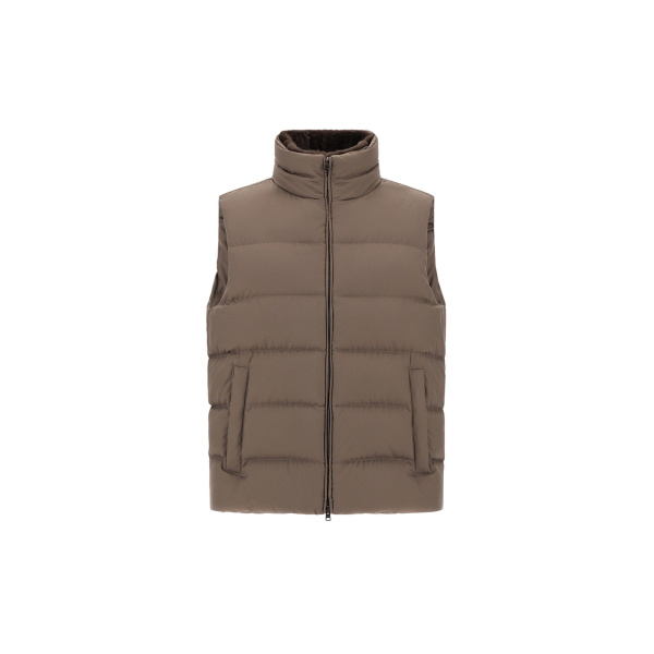 Herno Dark Taupe Vest in Arendelle and Monogram | Men's Jackets | Coveti