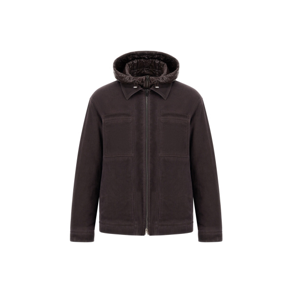 Herno Denim-Effect Gabardine and Nylon Ultralight Jacket in Dark Brown | Men's Jackets | Coveti