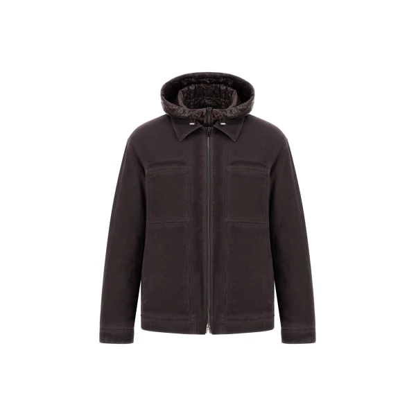 Herno Denim-Effect Gabardine and Nylon Ultralight Jacket in Dark Brown | Men's Jackets | Coveti