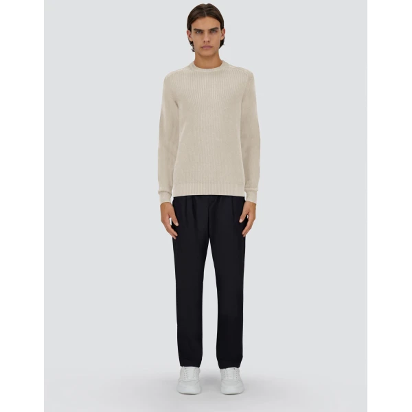 Herno Dry Cotton Knit Sweater in Natural | Men's Knitwear | Coveti