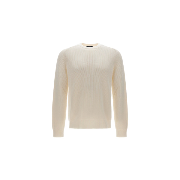 Herno Dry Cotton Knit Sweater in Natural | Men's Knitwear | Coveti