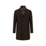 Herno Ecowool and Nylon Ultralight Coat in Dark Brown | Men's Coats | Coveti