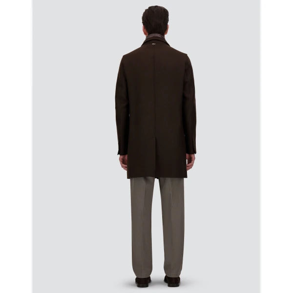 Herno Ecowool and Nylon Ultralight Coat in Dark Brown | Men's Coats | Coveti