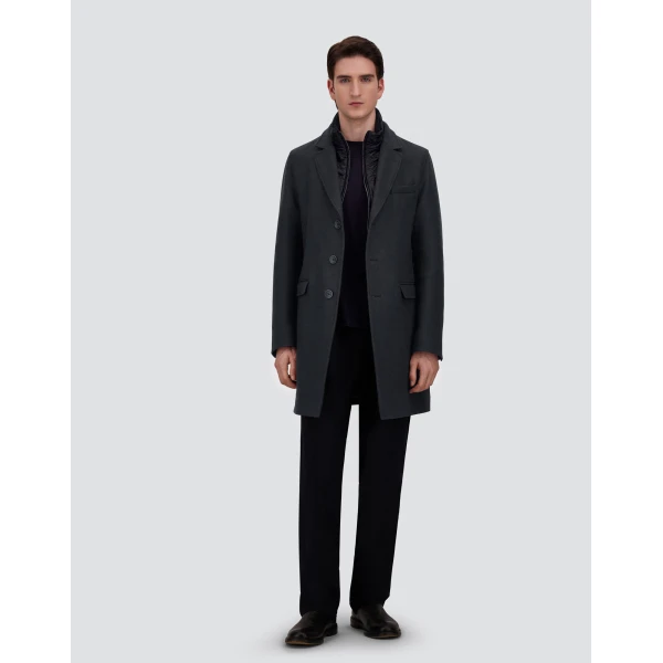 Herno Ecowool and Nylon Ultralight Coat in Navy Blue | Men's Coats | Coveti