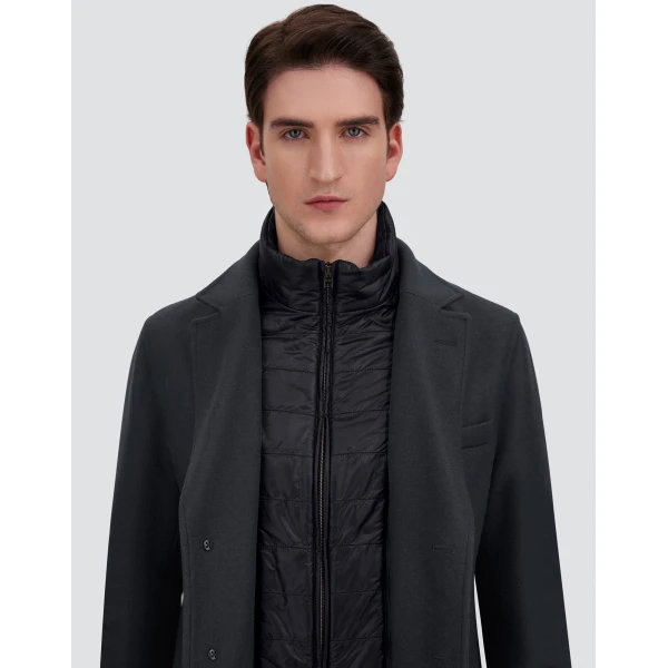 Herno Ecowool and Nylon Ultralight Coat in Navy Blue | Men's Coats | Coveti