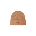 Herno English Rib Cashmere Beanie in Camel | Men's Hats | Coveti