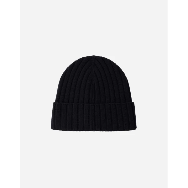 Herno English Rib Cashmere Beanie in Dark Blue | Men's Hats | Coveti