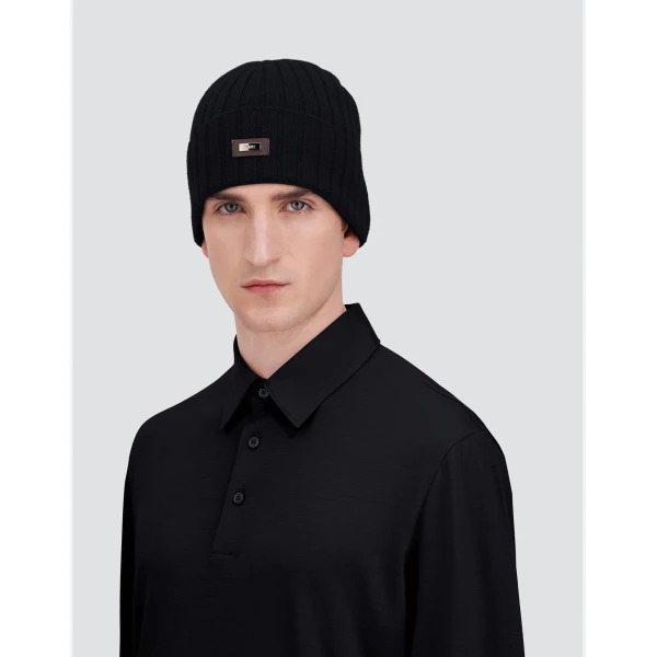 Herno English Rib Cashmere Beanie in Dark Blue | Men's Hats | Coveti