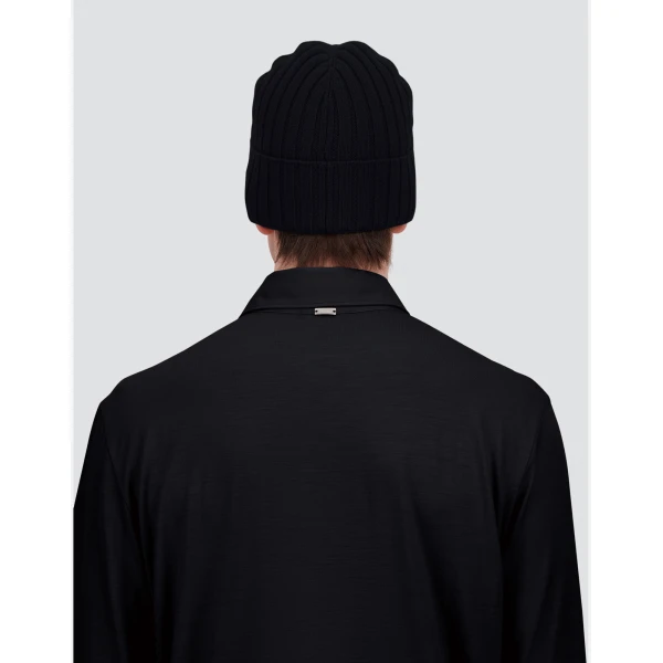 Herno English Rib Cashmere Beanie in Dark Blue | Men's Hats | Coveti