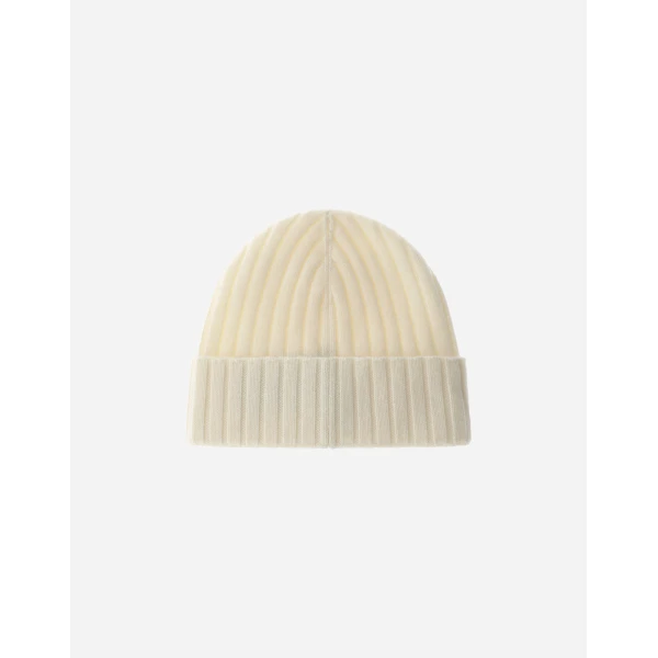 Herno English Rib Cashmere Beanie in Ivory | Men's Hats | Coveti