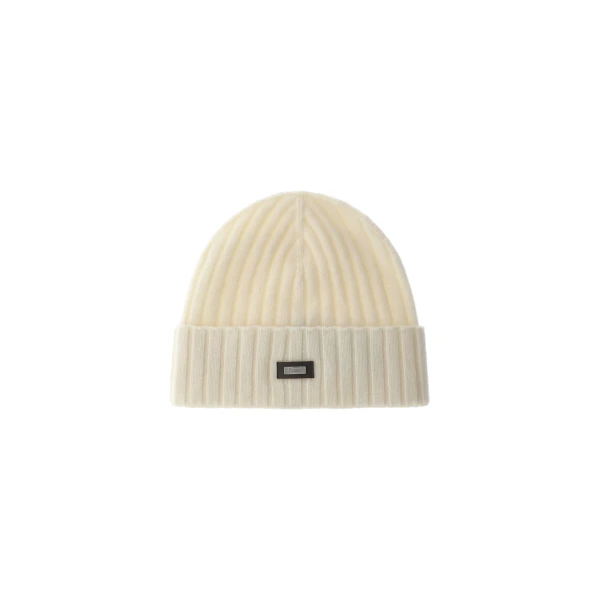 Herno English Rib Cashmere Beanie in Ivory | Men's Hats | Coveti