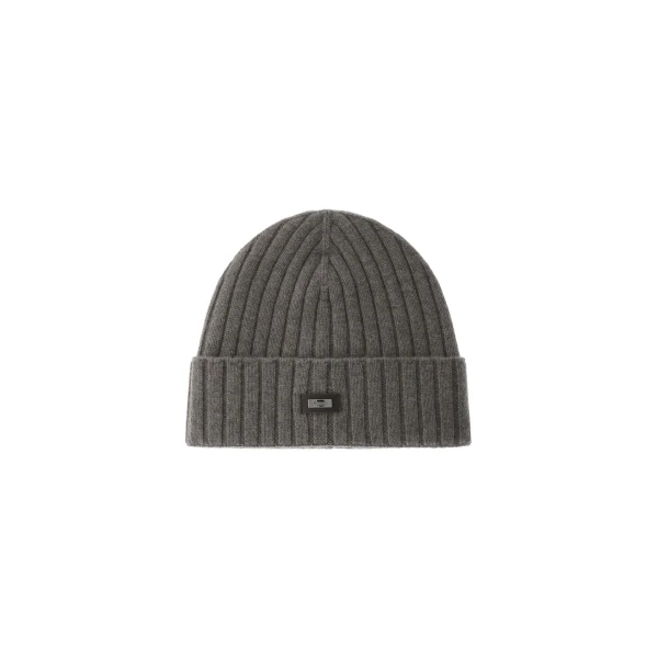 Herno English Rib Cashmere Beanie in Light Taupe | Men's Hats | Coveti