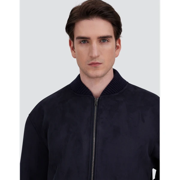 Herno Faux Shearling Bomber Jacket in Blue | Men's Jackets | Coveti