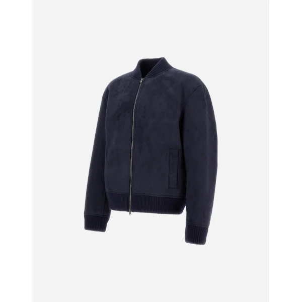 Herno Faux Shearling Bomber Jacket in Blue | Men's Jackets | Coveti