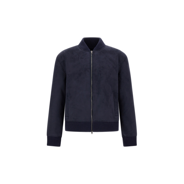 Herno Faux Shearling Bomber Jacket in Blue | Men's Jackets | Coveti