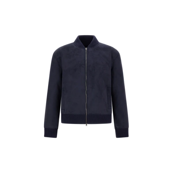 Herno Faux Shearling Bomber Jacket in Blue | Men's Jackets | Coveti