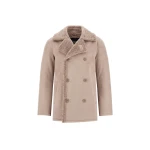 Herno Faux Shearling Peacoat in Pearl Grey | Men's Coats | Coveti