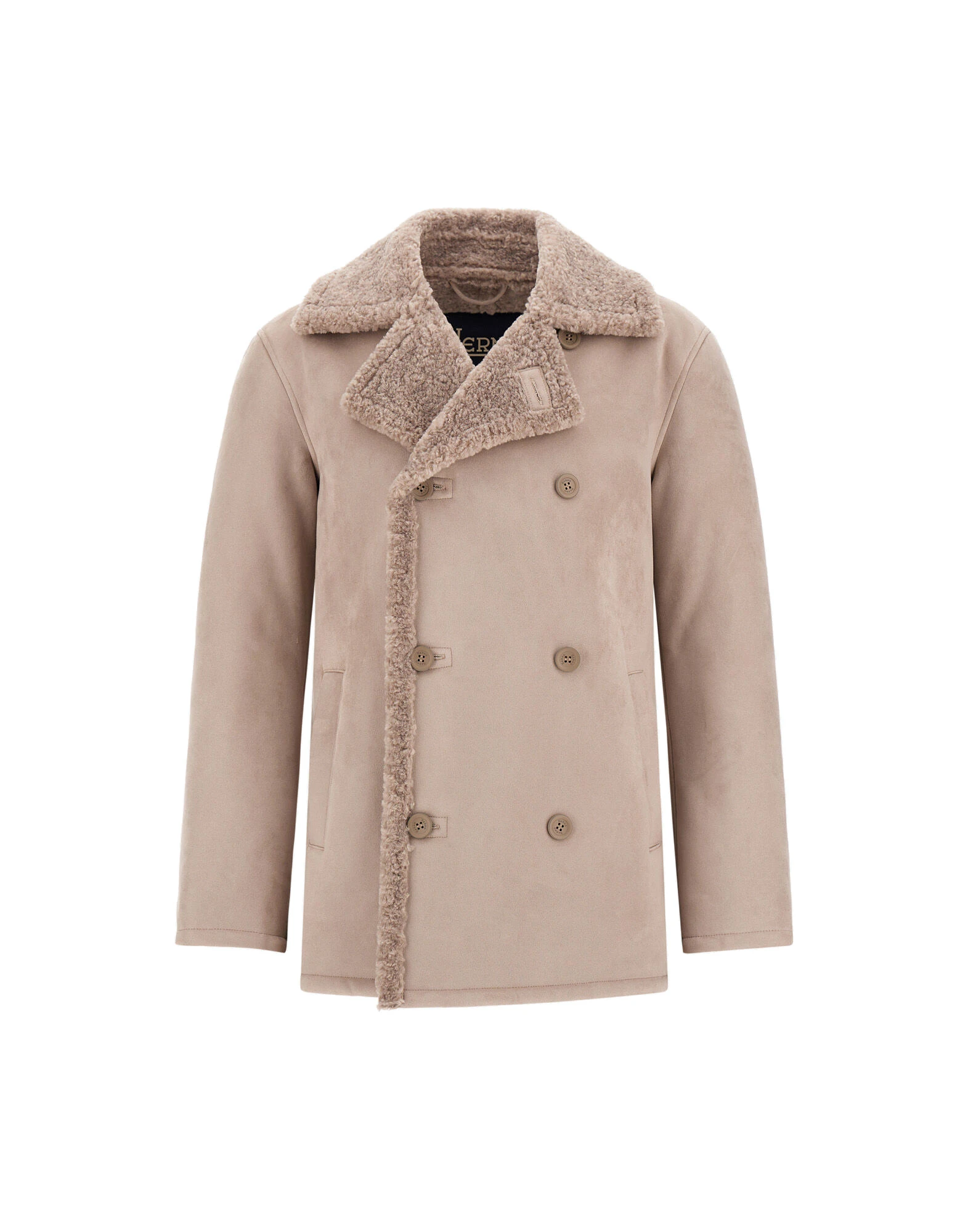 Herno Faux Shearling Peacoat in Pearl Grey Herno Faux Shearling Peacoat in Pearl Grey | Men's Coats | Coveti