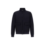 Herno Fine Wool Bomber Jacket in Navy Blue | Men's Jackets | Coveti