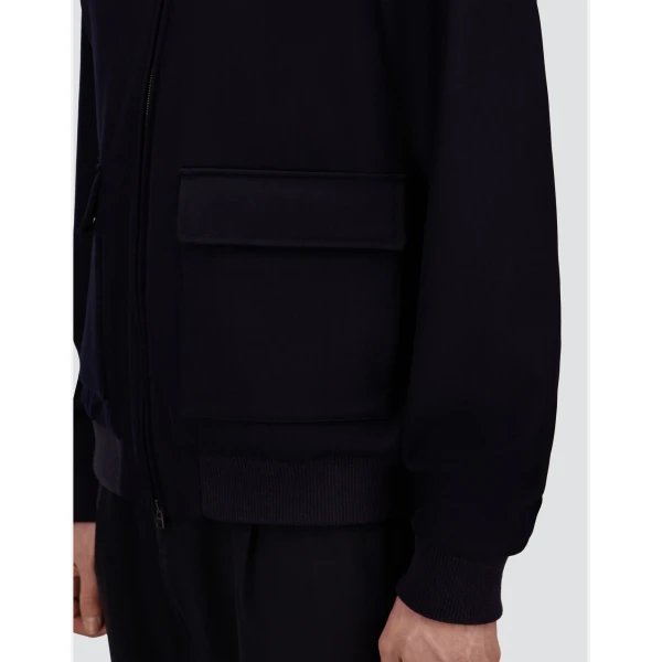 Herno Fine Wool Bomber Jacket in Navy Blue | Men's Jackets | Coveti