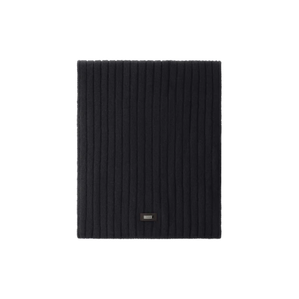Fisherman's Rib Cashmere Scarf in Dark Blue