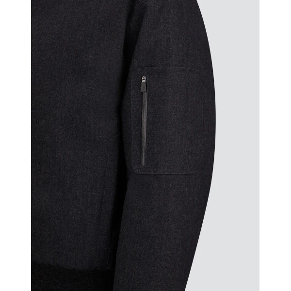 Herno Flannel Bomber Jacket with Waterproof Membrane in Iron | Men's Jackets | Coveti
