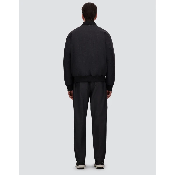Herno Flannel Bomber Jacket with Waterproof Membrane in Iron | Men's Jackets | Coveti
