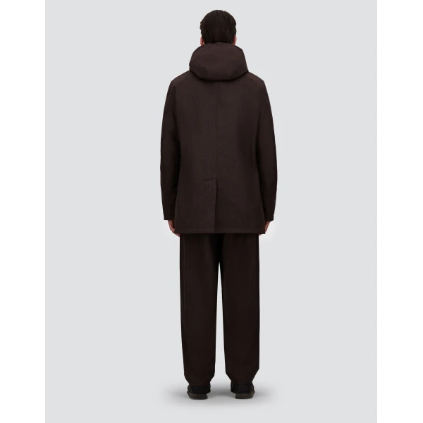 Herno Flannel Coat with Waterproof Membrane in Dark Brown | Men's Coats | Coveti