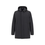 Herno Flannel Coat with Waterproof Membrane in Iron | Men's Coats | Coveti
