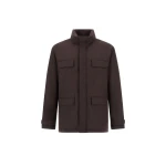 Herno Flannel Field Jacket with Waterproof Membrane in Dark Brown | Men's Jackets | Coveti