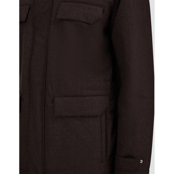 Herno Flannel Field Jacket with Waterproof Membrane in Dark Brown | Men's Jackets | Coveti