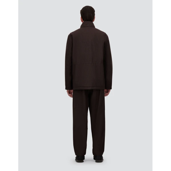Herno Flannel Field Jacket with Waterproof Membrane in Dark Brown | Men's Jackets | Coveti
