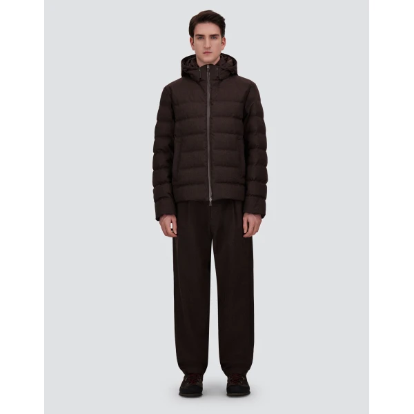 Herno Flannel Jacket with Water-Repellent Coating in Dark Brown | Men's Coats | Coveti
