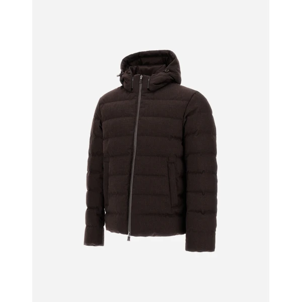 Herno Flannel Jacket with Water-Repellent Coating in Dark Brown | Men's Coats | Coveti