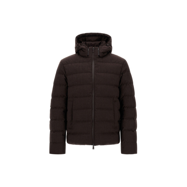 Herno Flannel Jacket with Water-Repellent Coating in Dark Brown | Men's Coats | Coveti