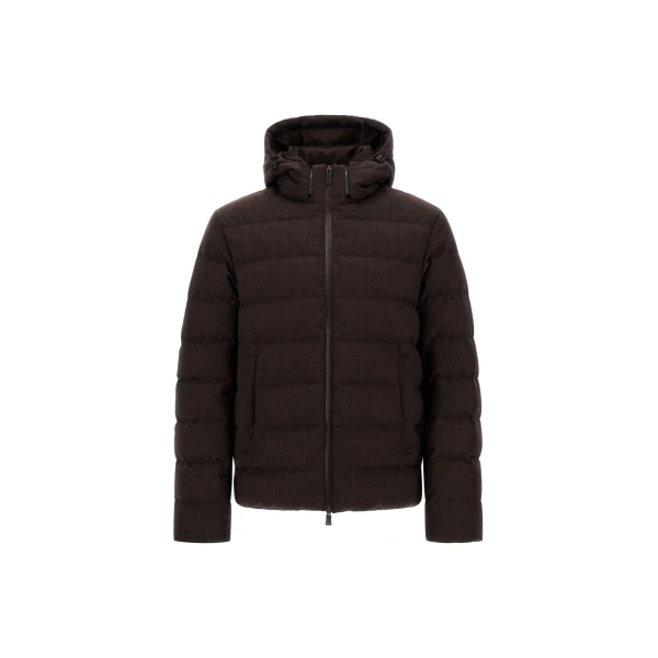 Herno Flannel Jacket with Water-Repellent Coating in Dark Brown | Men's Coats | Coveti