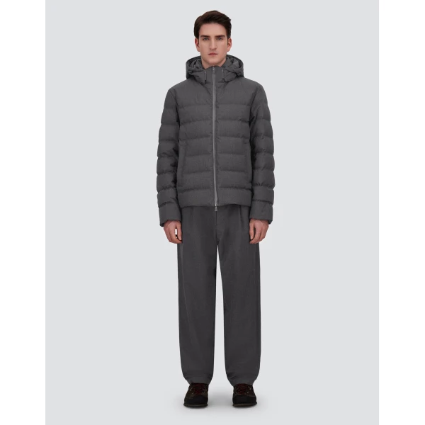 Herno Flannel Jacket with Water-Repellent Coating in Iron | Men's Coats | Coveti