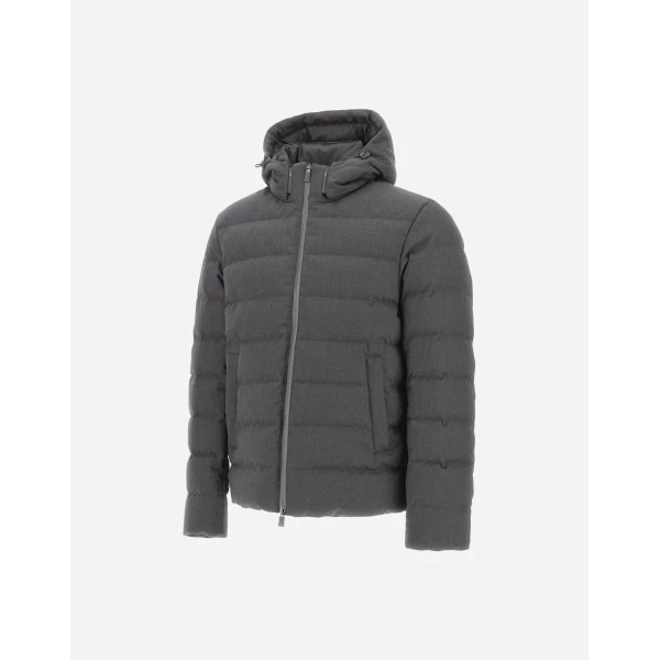 Herno Flannel Jacket with Water-Repellent Coating in Iron | Men's Coats | Coveti