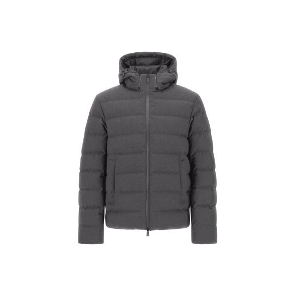 Herno Flannel Jacket with Water-Repellent Coating in Iron | Men's Coats | Coveti