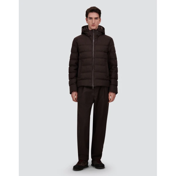 Herno Flannel Trousers with Water-Repellent Coating in Dark Brown | Men's Trousers | Coveti