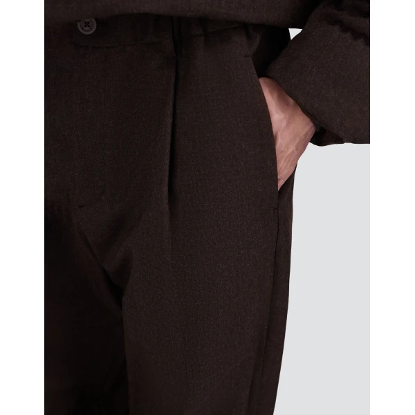 Herno Flannel Trousers with Water-Repellent Coating in Dark Brown | Men's Trousers | Coveti