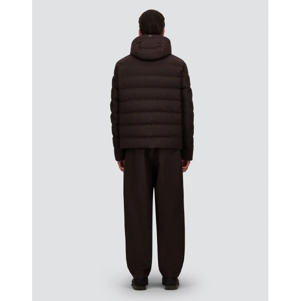 Herno Flannel Trousers with Water-Repellent Coating in Dark Brown | Men's Trousers | Coveti