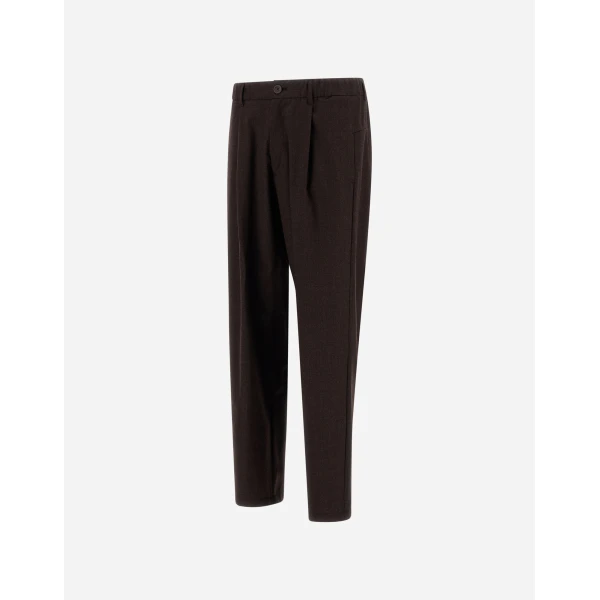 Herno Flannel Trousers with Water-Repellent Coating in Dark Brown | Men's Trousers | Coveti