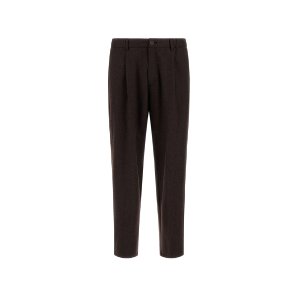 Herno Flannel Trousers with Water-Repellent Coating in Dark Brown | Men's Trousers | Coveti