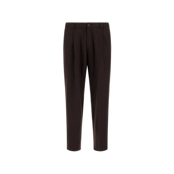 Herno Flannel Trousers with Water-Repellent Coating in Dark Brown | Men's Trousers | Coveti
