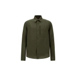Herno Green Resort Overshirt in Fade-Effect Linen | Men's Jackets | Coveti