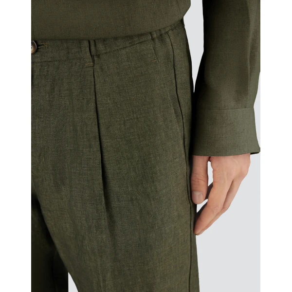 Herno Green Resort Overshirt in Fade-Effect Linen | Men's Jackets | Coveti