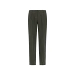 Herno Green Resort Trousers in Fade-Effect Linen with Tropical Print | Men's Trousers | Coveti